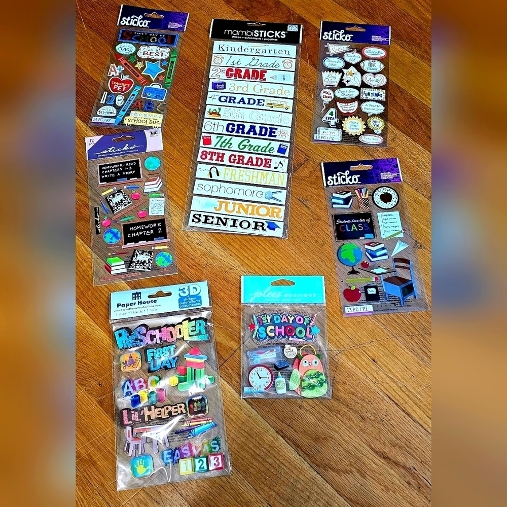 7 Pkg Stickers School Theme